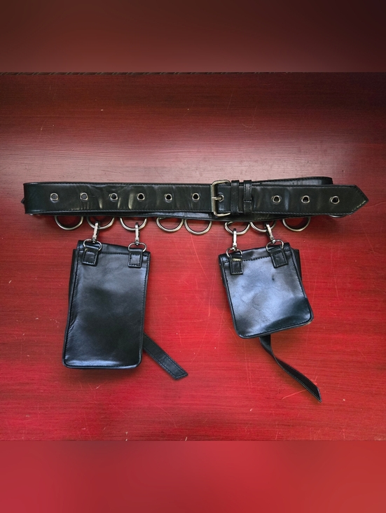 Dolls Kill Black Faux Leather Harness Belt Hip Bags O Ring Detachable Goth Punk main image 4